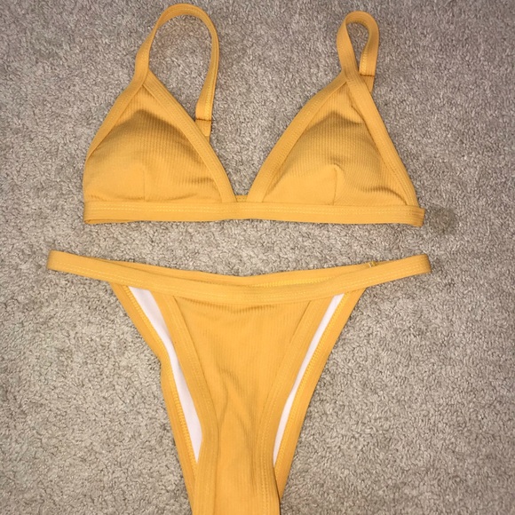 ribbed yellow bikini